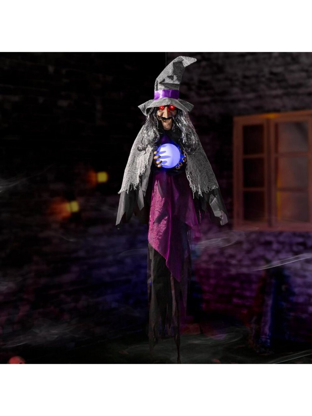 Creepy Hanging Talking Witch Animatronic - 67'' Motion Activated with Sound
